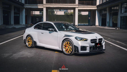 BMW M2 & M2C G87 2023 2024 with Aftermarket Parts - AE V2 Style Front Fenders Carbon Fiber from ArmorExtend