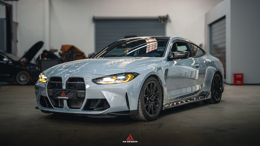BMW M3 G80 G81 2021 2022 2023 2024 & M4 G82 G83 2021 2022 2023 2024 with Aftermarket Parts - AE Style Side Skirts Carbon Fiber from ArmorExtend