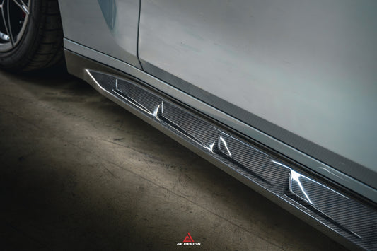 BMW M3 G80 G81 2021 2022 2023 2024 & M4 G82 G83 2021 2022 2023 2024 with Aftermarket Parts - AE Style Side Skirts Carbon Fiber from ArmorExtend