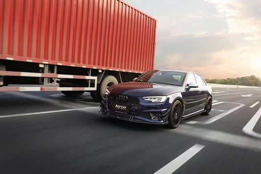 Audi S4 A4 S-line (with s-line bumper, does not fit base model) B9 2017 2018 with Aftermarket Parts - Front Lip Pre-preg Carbon Fiber from Karbel Carbon