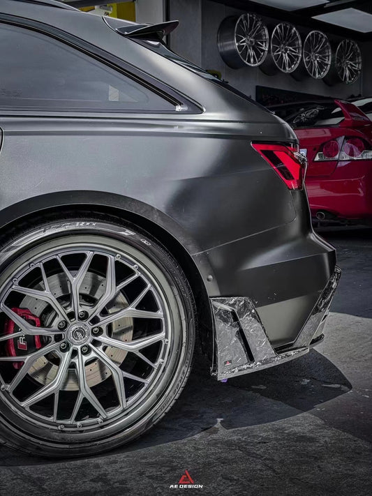 Audi RS6 C8 2020 2021 2022 2023 2024 & RS7 C8 2020 2021 2022 2023 2024 with Aftermarket Parts - AE Rear Diffuser & Canards Carbon Fiber from ArmorExtend