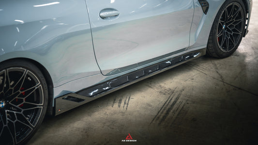 BMW M3 G80 G81 2021 2022 2023 2024 & M4 G82 G83 2021 2022 2023 2024 with Aftermarket Parts - AE Style Side Skirts Carbon Fiber from ArmorExtend