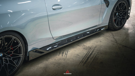 BMW M3 G80 G81 2021 2022 2023 2024 & M4 G82 G83 2021 2022 2023 2024 with Aftermarket Parts - AE Style Side Skirts Carbon Fiber?from ArmorExtend