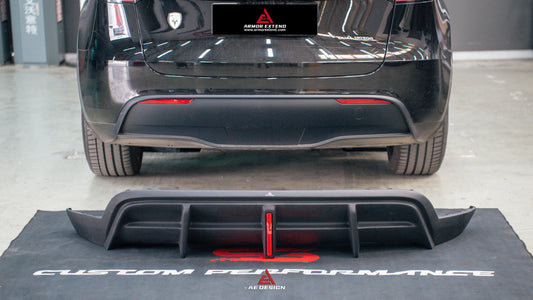 Tesla Model Y 2021 2022 2023 2024 with Aftermarket Parts - Plustic Style Rear Diffuser ABS from ArmorExtend