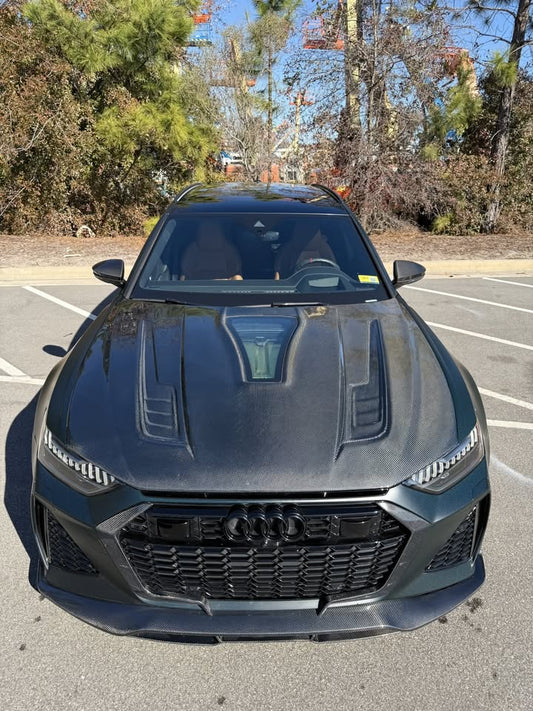 Future Design Blaze Carbon Fiber FRONT GRILL SIDE OVERLAY for Audi RS6 RS7 C8 2020-2026