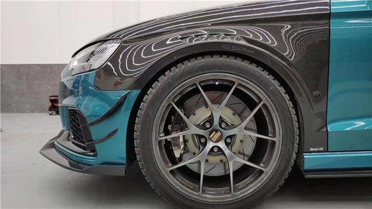 Audi S3 A3 8V.5 2015 2016 2017 2018 2019 2020 & RS3 8V.5 2018 2019 2020 With Aftermarket Parts - Front Fenders Pre-preg Carbon Fiber from Karbel Carbon