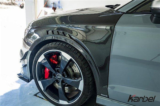 Audi S3 A3 8V.5 2015 2016 2017 2018 2019 2020 & RS3 8V.5 2018 2019 2020 With Aftermarket Parts - Front Fenders Pre-preg Carbon Fiber from Karbel Carbon