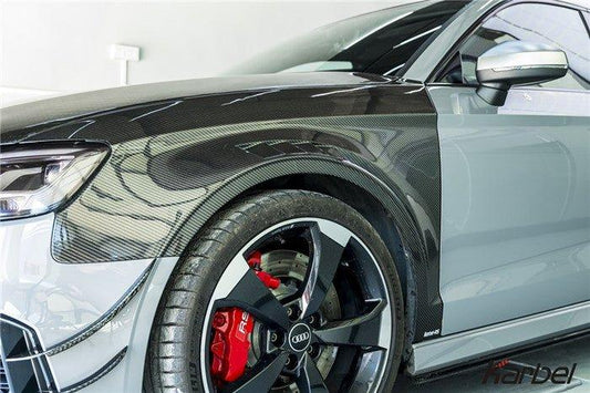 Audi S3 A3 8V.5 2015 2016 2017 2018 2019 2020 & RS3 8V.5 2018 2019 2020 With Aftermarket Parts - Front Fenders Pre-preg Carbon Fiber from Karbel Carbon