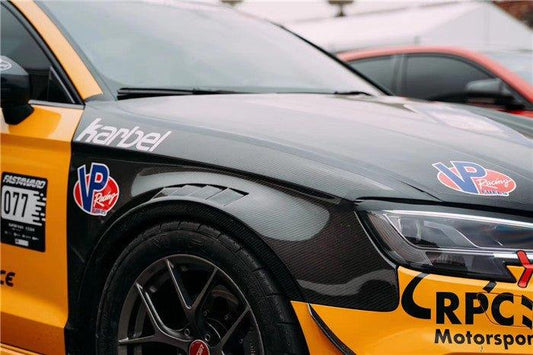 Audi S3 A3 8V.5 2015 2016 2017 2018 2019 2020 & RS3 8V.5 2018 2019 2020 With Aftermarket Parts - Front Fenders Pre-preg Carbon Fiber from Karbel Carbon