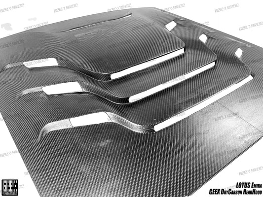 Lotus Emira 3.6 V6 2.0 Four-cylinder 2022-ON with Aftermarket Parts - Track Version Style Rear Window Delete Louvers Hood Dry Pre-preg Carbon Fiber from Geex Village