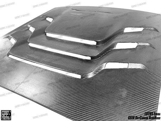 Lotus Emira 3.6 V6 2.0 Four-cylinder 2022-ON with Aftermarket Parts - Track Version Style Rear Window Delete Louvers Hood Dry Pre-preg Carbon Fiber from Geex Village