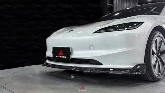 Tesla Model 3 Highland 2024-ON with Aftermarket Parts - AE Style Front Lip Carbon Fiber from ArmorExtend