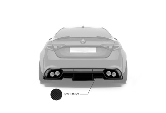 Alfa Romeo Giulia Veloce Ti Sprint RWD AWD Lusso Base 2017-ON with Aftermarket Parts - Rear Diffuser & Underboard Carbon Fiber / FRP from SPECTER PLUS