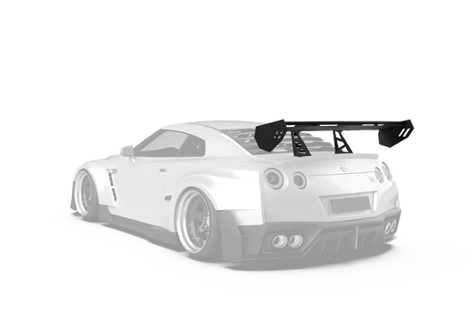 Nissan GTR Nismo T-Spec Black Edition Track Edition Premium Pure CBA DBA EBA 2008 2009 2010 2011 2012 2013 2014 2015 2016 2017 2018 2019 2020 2021 2022 2023 2024 with Aftermarket Parts - "Godzilla" Swan Neck Thor GT Wing Carbon Fiber / FRP from Robot Craftsman