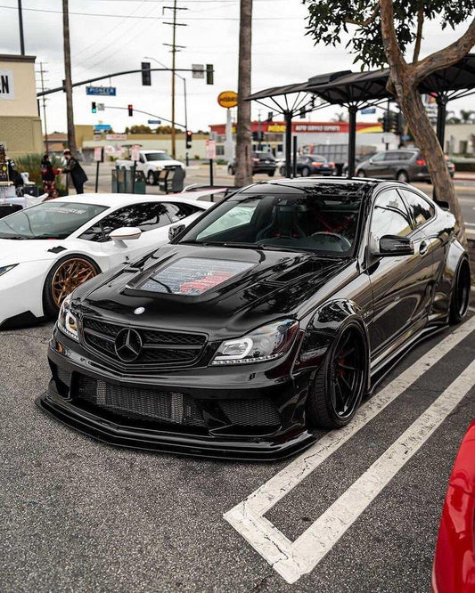 Aero Republic Mercedes Benz W204 C63 AMG Facelift IMP Style Transperant Tempered Glass Window Hood 2012-2014 Carbon Fiber / FRP