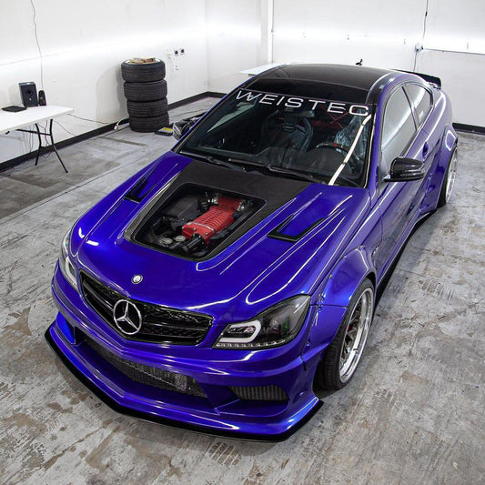 Aero Republic Mercedes Benz W204 C63 AMG Facelift IMP Style Transperant Tempered Glass Window Hood 2012-2014 Carbon Fiber / FRP