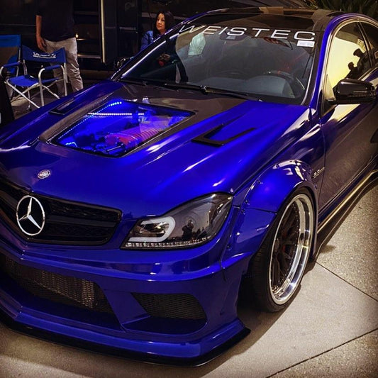 Aero Republic Mercedes Benz W204 C63 AMG Facelift IMP Style Transperant Tempered Glass Window Hood 2012-2014 Carbon Fiber / FRP