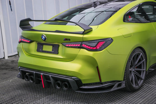 BMW M3 G80 G81 2021 2022 2023 2024 & M4 G82 G83 2021 2022 2023 2024 with Aftermarket Parts - AE V2 Style Rear Diffuser & Canards Carbon Fiber from ArmorExtend