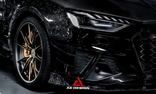 Audi S4 / A4 (With S-line Bumper) B9.5 2020 2021 2022 2023 2024 with Aftermarket Parts - AE Style Front Canards Carbon Fiber from ArmorExtend