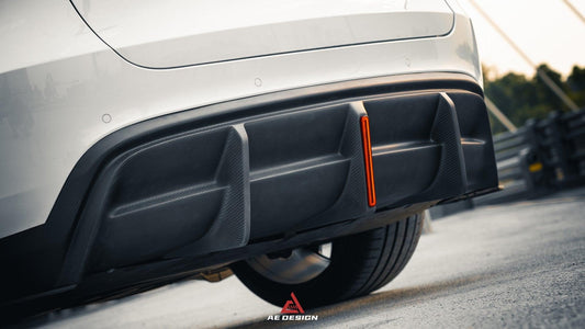 Your Tesla Model Y 2020 2021 2022 2023 2024 with Aftermarket Parts - AE Style Rear Diffuser Carbon Fiber from ArmorExtend
