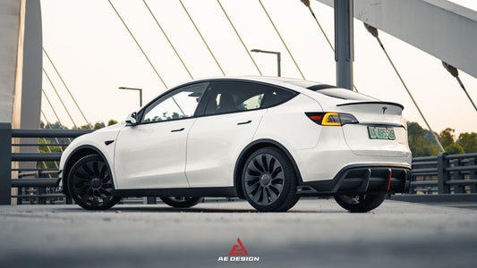 Your Tesla Model Y 2020 2021 2022 2023 2024 with Aftermarket Parts - AE Style Rear Diffuser Carbon Fiber from ArmorExtend