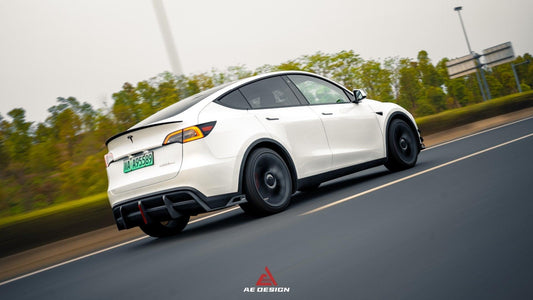 Your Tesla Model Y 2020 2021 2022 2023 2024 with Aftermarket Parts - AE Style Rear Diffuser Carbon Fiber from ArmorExtend