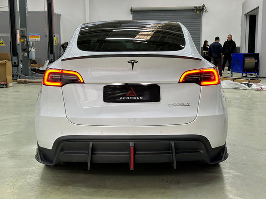 Your Tesla Model Y 2020 2021 2022 2023 2024 with Aftermarket Parts - AE Style Rear Diffuser Carbon Fiber from ArmorExtend