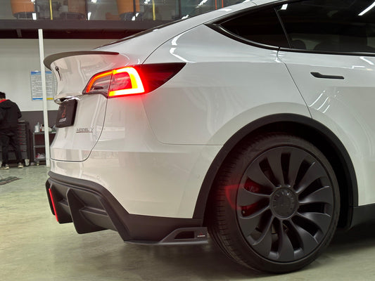 Your Tesla Model Y 2020 2021 2022 2023 2024 with Aftermarket Parts - AE Style Rear Diffuser Carbon Fiber from ArmorExtend