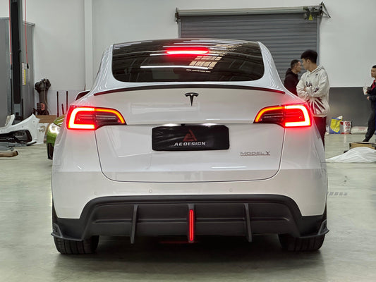 Your Tesla Model Y 2020 2021 2022 2023 2024 with Aftermarket Parts - AE Style Rear Diffuser Carbon Fiber from ArmorExtend