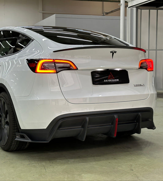 Your Tesla Model Y 2020 2021 2022 2023 2024 with Aftermarket Parts - AE Style Rear Diffuser Carbon Fiber from ArmorExtend