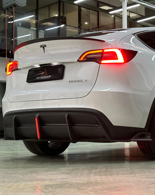 Your Tesla Model Y 2020 2021 2022 2023 2024 with Aftermarket Parts - AE Style Rear Diffuser Carbon Fiber from ArmorExtend