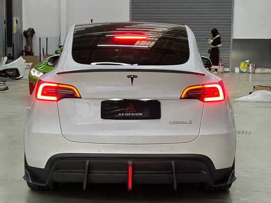 Your Tesla Model Y 2020 2021 2022 2023 2024 with Aftermarket Parts - AE Style Rear Diffuser Carbon Fiber from ArmorExtend