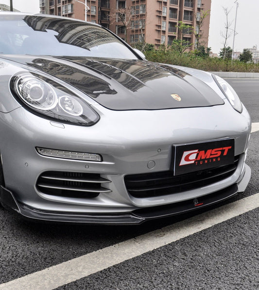 Porsche Panamera 970 970.2 2/4/4S 2014-2016 with Aftermarket Parts - Vacuumed Carbon & FRP Front Lip from CMST Tuning