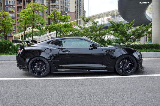 Camaro 6th Gen Z/28 2SS 1SS 3LT 2LT 1LT 2LS 1LS 2015-2024 & Camaro 6th Gen ZL1 2017-2024 with Aftermarket Parts - Widebody Style Side Skirts Carbon Fiber / FRP from CMST Tuning