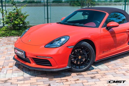 Porsche 718 718 Cayman Boxster Base S T GTS GT4 Spyder 2017-ON with Aftermarket Parts - V1 Style Side Skirts Carbon Fiber / FRP from CMST Tuning