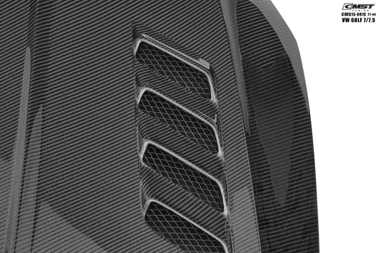 Volkswagen Golf R GTI Base MK7 MK7.5 2015-2021 with Aftermarket Parts - V3 Clearview Glass Style Hood Bonnet Carbon Fiber / FRP from CMST Tuning