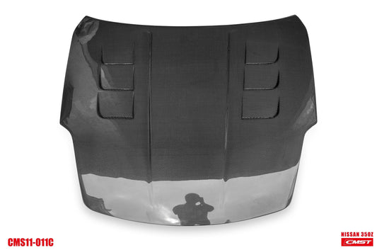 Nissan 350Z Nismo Performance Anniversary Grand Touring Base Fairlady Z Z33 2003-2009 with Aftermarket Parts - V2 Vented Style Hood Bonnet Carbon Fiber / FRP from CMST Tuning