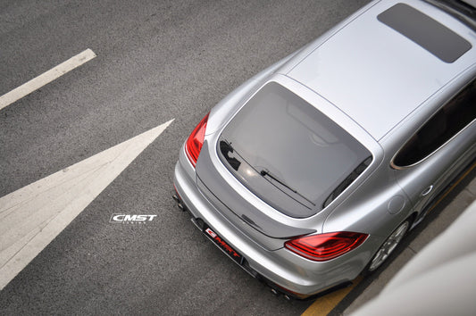 Porsche Panamera 970 970.1 970.2 2/4/4S/GTS/Turbo/Turbo S 2010-2016 with Aftermarket Parts - Vacuumed Carbon & FRP Rear Spoiler from CMST Tuning