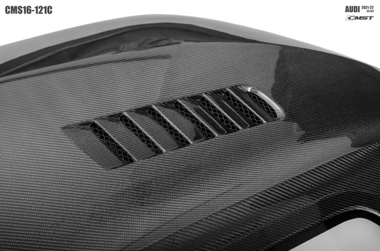 Audi RS3 S3 A3 8Y 2021-ON with Aftermarket Parts - V1 Tempered Glass Transparent Hood Bonnet Carbon Fiber / FRP from CMST Tuning