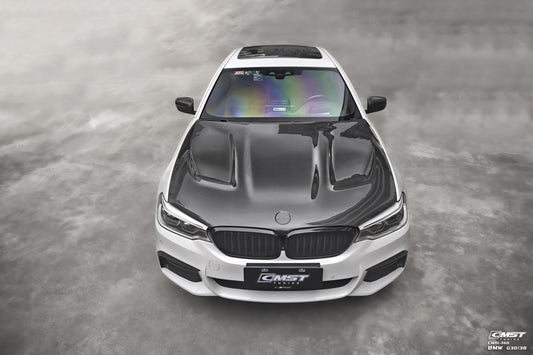 BMW 5 series M550 540 530 G30 (fits both Pre-LCI & LCI) 2017-ON & M5/M5C F90 (Fits Both Pre-LCI & LCI) 2018-ON with Aftermarket Parts - Vented V2 Style Carbon Fiber & FRP Hood Bonnet from CMST Tuning