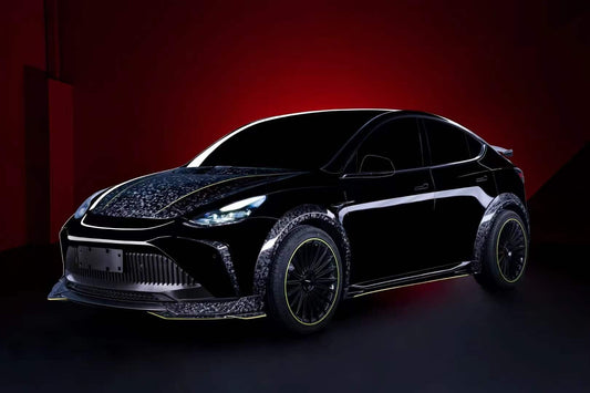 Tesla Model Y Performance AWD Long Range RWD Standard 2020 2021 2022 2023 2024 with Aftermarket Parts - "STARSHIP" Widebody Wheel Arches Carbon Fiber / FRP from Robot Craftsman