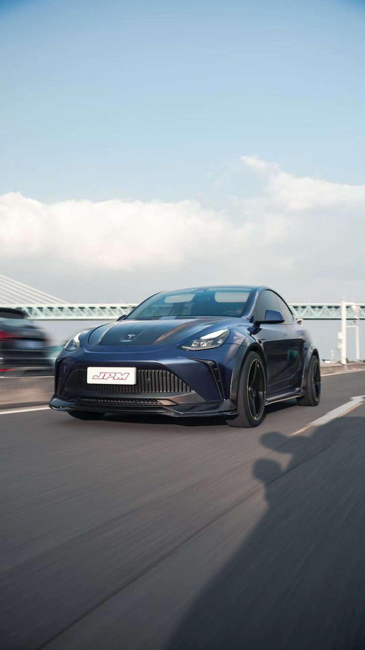 Tesla Model Y Performance AWD Long Range RWD Standard 2020 2021 2022 2023 2024 with Aftermarket Parts - "STARSHIP" Widebody Wheel Arches Carbon Fiber / FRP from Robot Craftsman