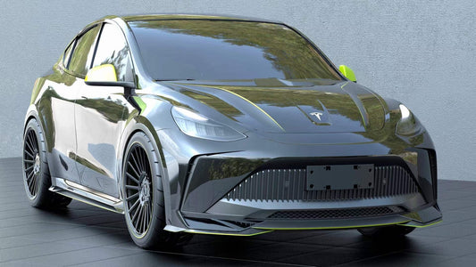 Tesla Model Y Performance AWD Long Range RWD Standard 2020 2021 2022 2023 2024 with Aftermarket Parts - "STARSHIP" Side Skirts PP from Robot Craftsman