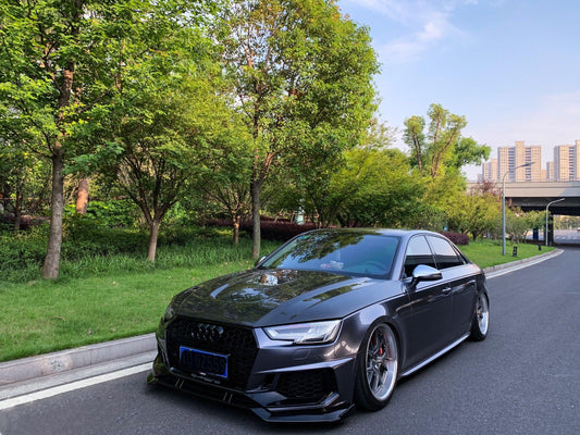 SD Carbon Fiber Tempered Glass Hood Bonnet For Audi A4 S4 2017-ON B9 B9.5 - Performance SpeedShop