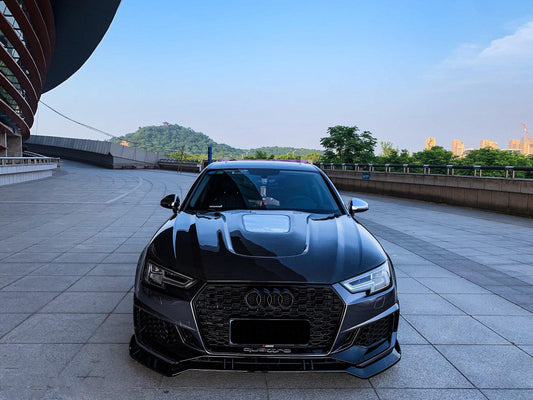 SD Carbon Fiber Tempered Glass Hood Bonnet For Audi A4 S4 2017-ON B9 B9.5 - Performance SpeedShop