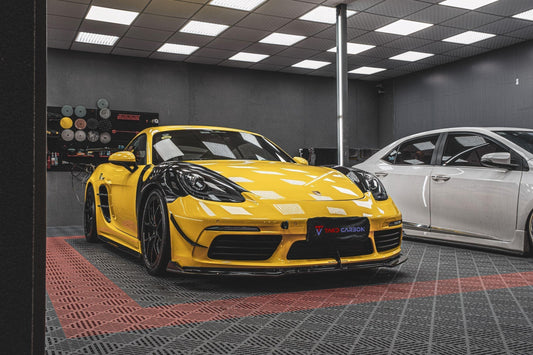 Porsche 718 Cayman / Boxster / GTS / GT4 / Spyder 2017 2018 2019 2020 2021 2022 2023 2024 with Aftermarket Parts - Side Skirts Pre-preg Carbon Fiber from TAKD Carbon