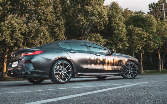 BMW 8 Series M850 840 G16 2018 2019 2020 2021 2022 2023 2024 with Aftermarket Parts - V1 Style Side Skirts Pre-preg Carbon Fiber from TAKD Carbon