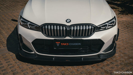 BMW 3 Series 330i (with M-package bumper, does not fit base model) M340i G20 LCI 2023 2024 with Aftermarket Parts - Front Bumper Upper Valences Pre-preg Carbon Fiber from TAKD Carbon