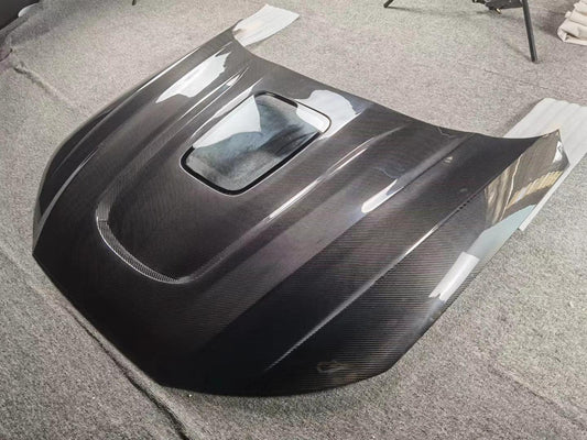 SD Carbon Fiber Tempered Glass Hood Bonnet For Audi A4 S4 2017-ON B9 B9.5 - Performance SpeedShop