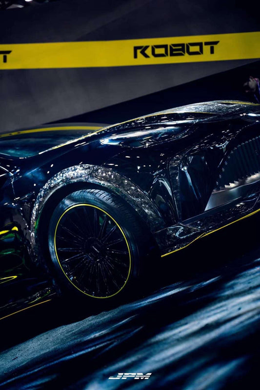 Tesla Model Y Performance AWD Long Range RWD Standard 2020 2021 2022 2023 2024 with Aftermarket Parts - "STARSHIP" Widebody Wheel Arches Carbon Fiber / FRP from Robot Craftsman
